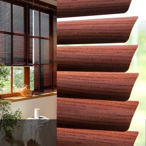 NIANXINN Persiana de Aluminio,Efecto Madera,Estores para Ventana,Protección Solar y Intimidad Interior Baño Cocina Listones Cortinas Venecianas,Color Personalizad,Ancho x Alto (140cm x 100cm)