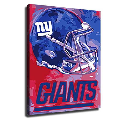 New York City Giants American Football Poster Sports Pattern Canvas Wall Art Printed Pattern Artwork Home Decor Painting (No Framed,12x14inch)