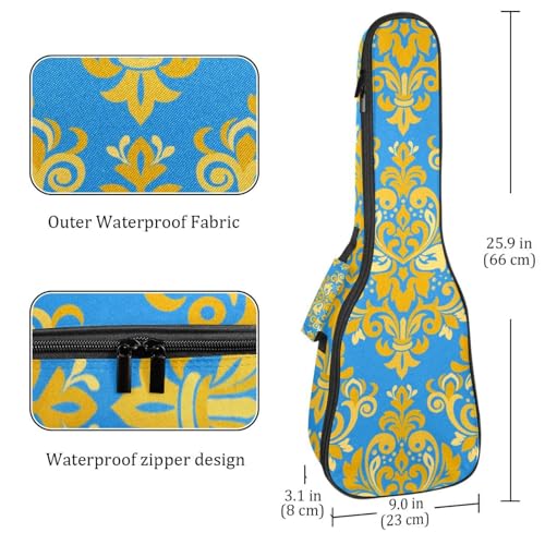 JRHEJTHH Housse imperméable durable pour ukulélé avec épaules réglables pour ukulélé de 53,3 cm, 58,4 cm, 61 cm, rembourrage épais, motifs floraux peints à la main, bleu foncé, Multicolore., - Les Beatles, Paul McCartney, John Lennon, RIngo Starr, George Harrison JRHEJTHH Housse imperméable durable pour ukulélé avec épaules réglables pour ukulélé de 53,3 cm, 58,4 cm, 61 cm, rembourrage épais, motifs floraux peints à la main, bleu foncé, Multicolore., – Image 5