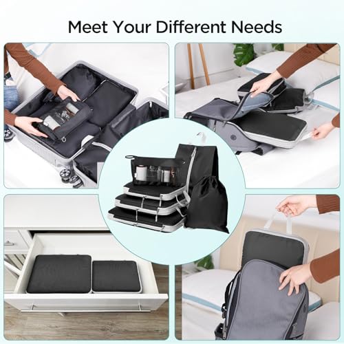 Cozary Packing Cubes Set 6 Pezzi – Organizer Valigia Salvaspazio in Tessuto Oxford di Alta Qualità – Accessori Viaggio Utili per Valigia, Zaino e Bagaglio a Mano - imagen 7