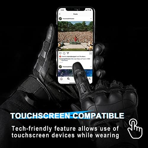 WTACTFUL Touch Screen Motorcycle Tactical Gloves for Men Airsoft Paintball MTB Bike Cycling Cross-Country Motorbike ATV Hunting Hiking Riding Driving Work Outdoor Full Finger Gloves L Black — view 2