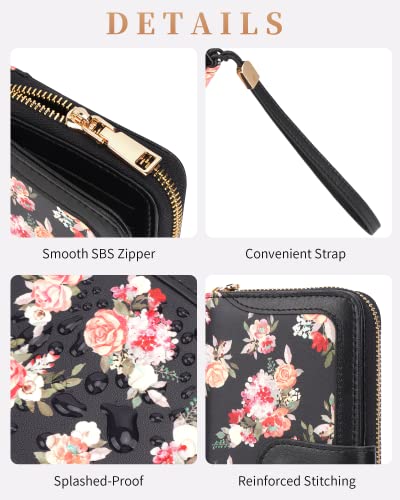 Marvolia Wristlet Wallets For Women - Rfid Blocking Wallet Printed Clutch Wallet Pu Leather Card Holder Ladies Wallet Zip Around Wallets - Blooming Flowers #TOP5