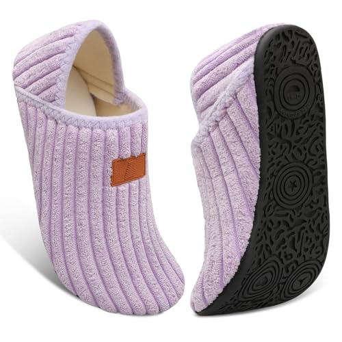 Image of Fires Womens Mens Slippers with Rubber Sole Soft-Lightweight House Slipper Socks Around House Shoes Non Slip Indoor /Outdoor