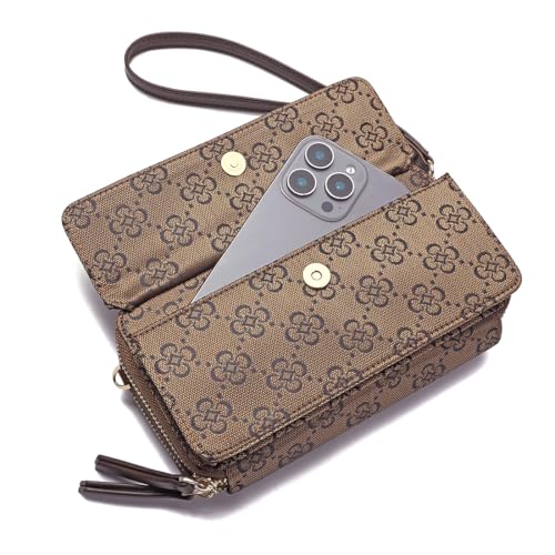 Image of Lanyani RFID Crossbody Wallet Wristlet Purse with Phone Pocket For Women Vegan Leather