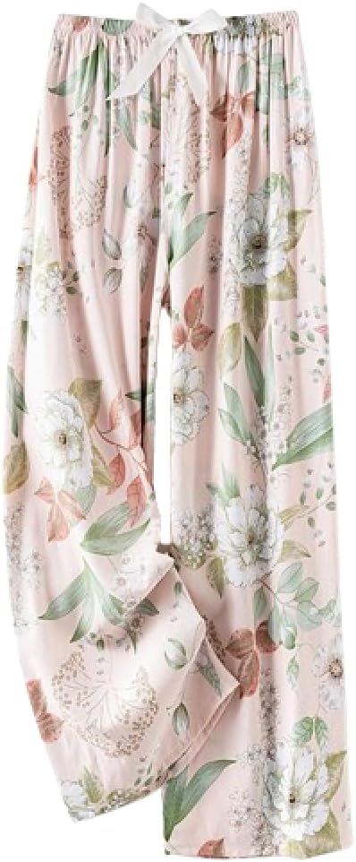 Premium Comfort Silk Cotton Blend Flowers Casual Womens Pajama Pants Sleep Bottoms Lounge Soft Sleepwear