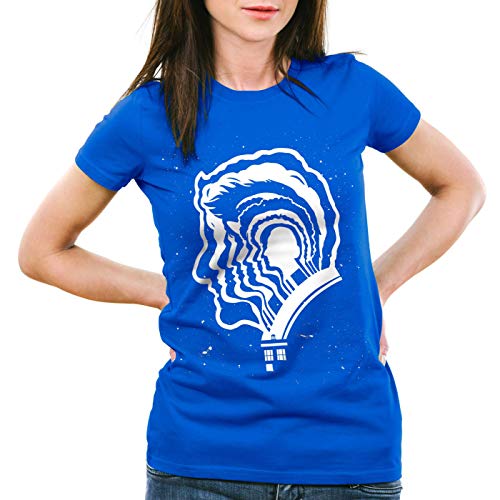 style3 Box Generaciones Camiseta para Mujer T-Shirt Dalek dr. Time Police Box Doctor, Color:Azul, Talla: