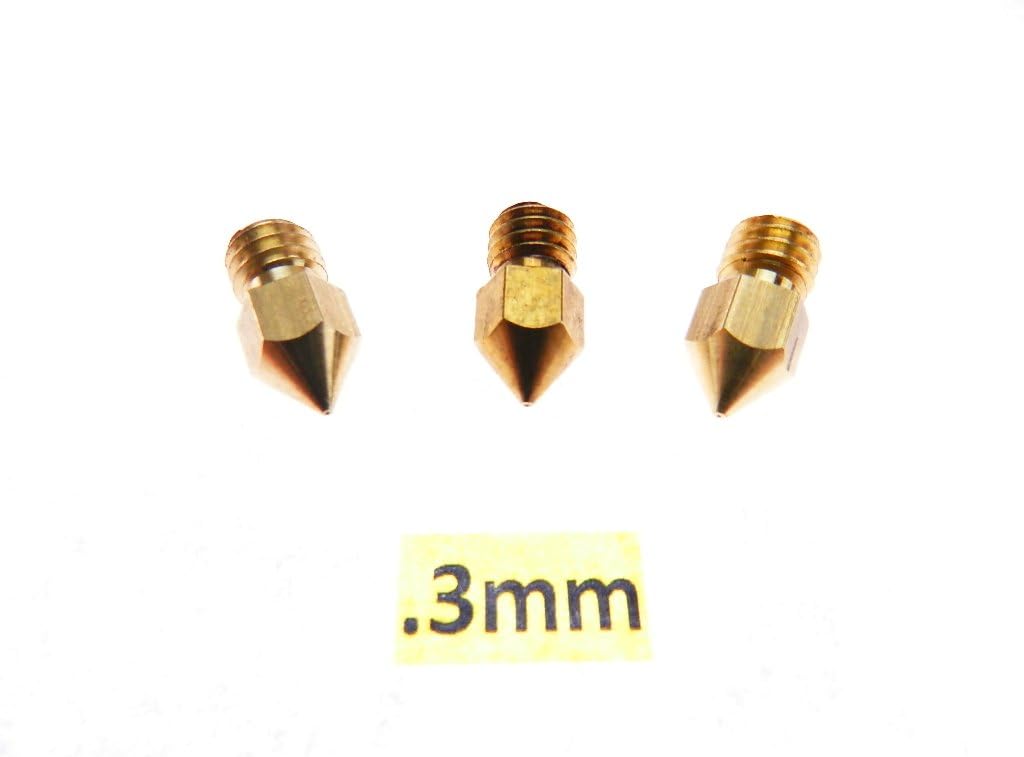 Daewon IndustriesIndustry 3 QTY 0.3mm Universal 3D Printer Nozzle for MK7 MK8 Makerbot RepRap and more 1.75mm ABS PLA 3D Printers