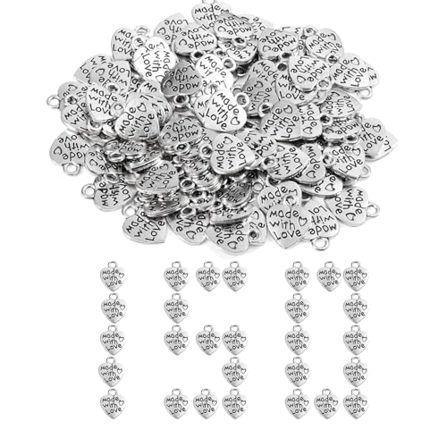 Bild: Guanici 150 St�ck Mini Herz Anh�nger Made With Love - Antike Handmade Metall Label Anh�nger in Silbern f�r DIY Handwerk Schmuck Herstellung Zubeh�r f�r 10,99 EUR (-43%) statt 5,99 EUR bei amazon.de