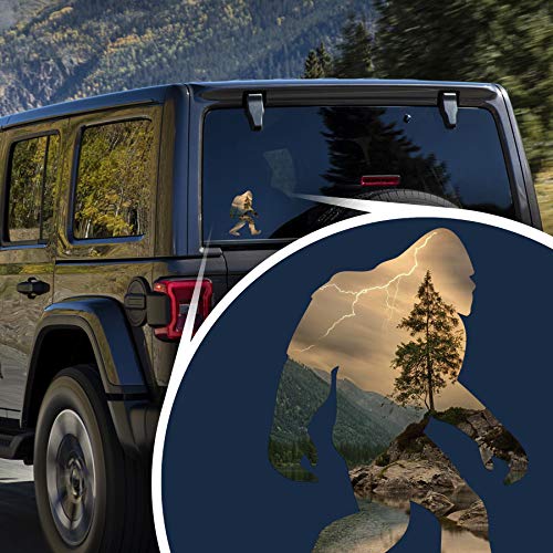 Image of Bigfoot Sasquatch Laminated Vinyl Decal Sticker | 5.5-Inch by 4-Inch | Custom Overlay Sticker Series | Sasquatch Hunter Window Accesories | PD3205