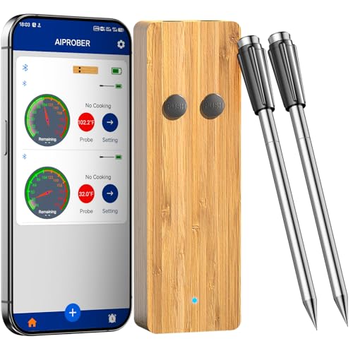 Wireless meat thermometer with 2 probes, 700ft range