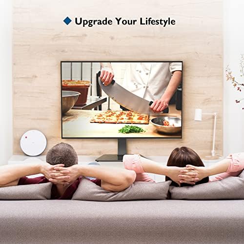 BONTEC Universal Swivel Table Top TV Stand for 4286 inch LED OLED LCD Screens, Heights Adjustable Table Top TV Stand with Tempered Glass Base, Large TV Pedestal Stand Holds 50kgs, Max. VESA 800x600mm
