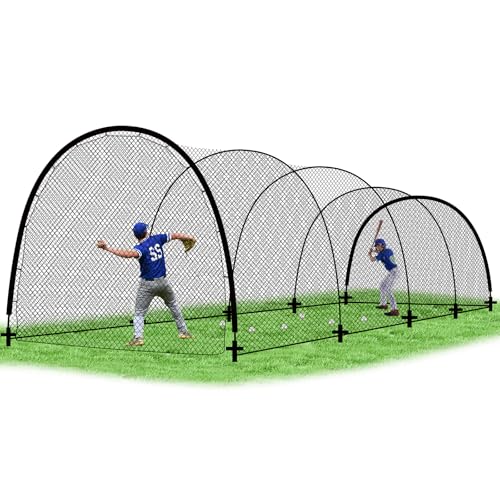 Hazacl Baseball Batting Cage for Backyard, 44ft Softball Cage Batting Net Portable with Carrying Bag Detachable Door with Hitting Target for Batting Training Pitching Practice