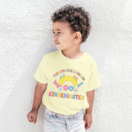 Image of First Day of Kindergarten Shirt:Toddler Boy Girls Back to School Shirt Funny Graphic Short Sleeve Tee Summer Top