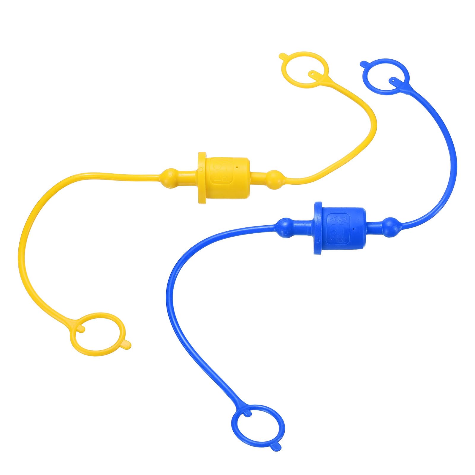 HARFINGTON 2Sets 1/2 Hydraulic Hose Dust Cap and Plug Kit, ISO-A Male Dust Cap &amp; Female Plug Cover Quick Disconnects Air Coupler Cover Port Plug Fittings with Retention Ring, Blue/Yellow