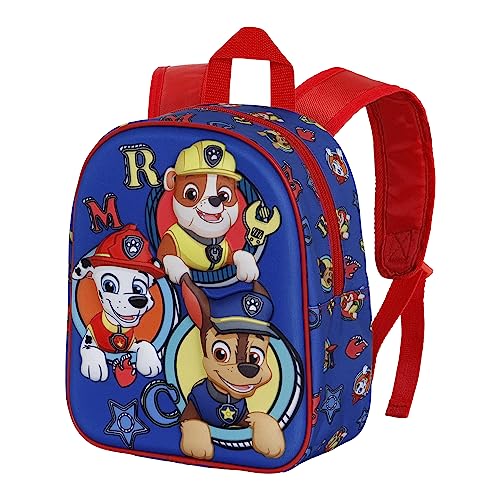 Paw Patrol La Patrulla Canina Works-Mochila 3D Mini, Azul, 20.5 x 25.5 cm, Capacidad 5 L