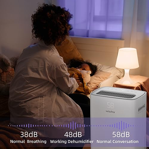 Waykar 50 Pints Dehumidifier For Home, 4500 Sq Ft Dehumidifiers For Basement With Drain Hose, Auto-Defrost And Dry Clothes Function, Intelligent Humidity Control #TOP5