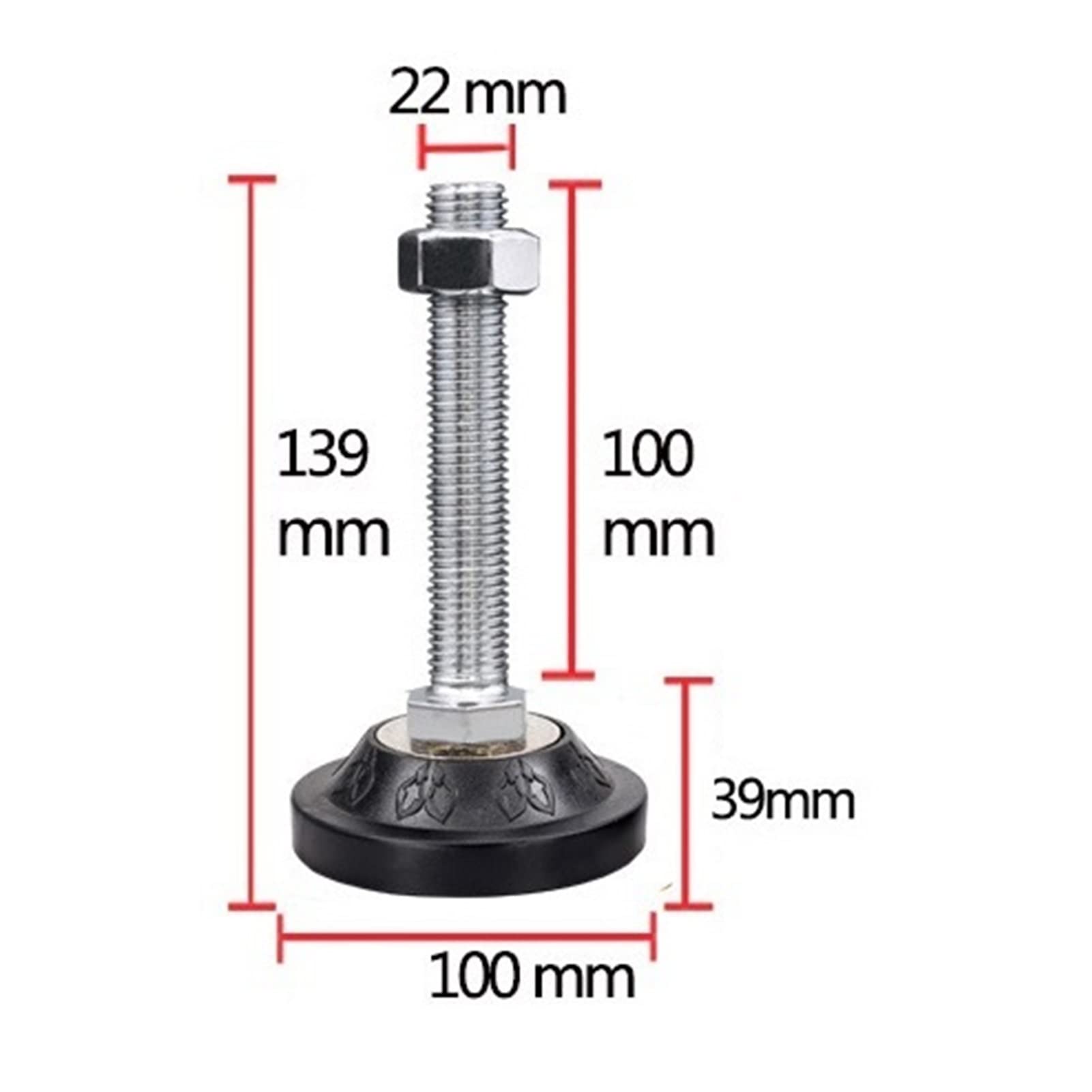 KETTEL 4 Stück Möbel-Nivellierfüße, DIY verstellbare Fußnivellierpads, mit rutschfester PVC-Unterlage, für Möbel und mechanische Ausrüstung (Größe: 100 x m24 x 100 mm)