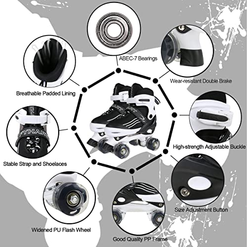 Variante de MGYZM patines 4 ruedas Ajustable Blanco y Negro Mediano