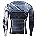 HIMIC E77C 3D Super Hero Close-Fitting Quick-Drying Elastic Sport Cosplay T-Shirt Long Sleeve (Large, Soldier Long 1)