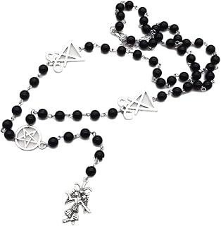 ? Baphomet Necklace Sigil of Lucifer Men Pendant Necklace Pagan Occult Satanic, Stainless Steel, No