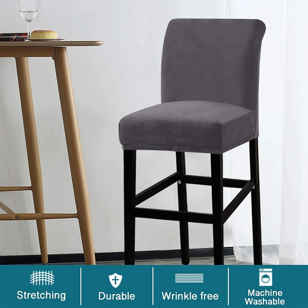 Juego de 4 fundas de terciopelo para taburete de bar, fundas protectoras para sillas de comedor, pub, gruesas, suaves, estilo moderno, fundas para taburetes de bar