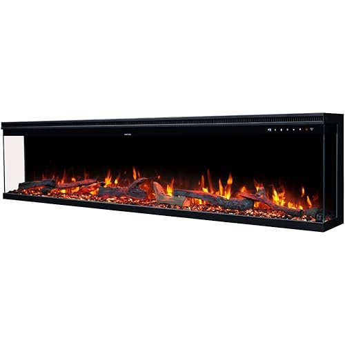 Touchstone Sideline Infinity Pro 3-Sided Smart 72" WiFi-Enabled Electric Fireplace - 80051 - Built-in - 6 Realistic Flame Colors- 13-Color Down Lighting- Crackle Sound- 1,500W Heater