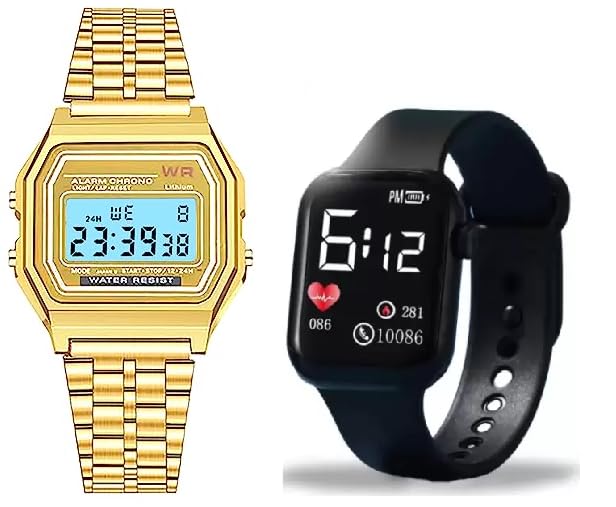 SELLORIA New Kids Digital Date and Time Black Touch Band LED Watch for Stylish Kids Birthday Gift Digital Watch for Boys Girls and Kids Pack of 2 (Gold) (B0CBRXH92F) Amazon Price History, Amazon Price Tracker