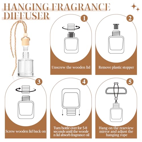 Image of AROIC 6 Pack Car Air Freshener, Mahogany Premium Woody Car Air Freshener Diffuser Fragrance, Hanging Essential Oil Diffuser for Interior Decor, Long Lasting Car Accessories Unisex (Sunlit Teak Scent)