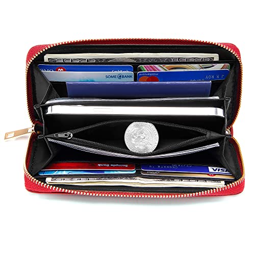 Image of VOCUS Womens Wristlet Wallet Zip Around Clutch Wallet Large RFID Blocking PU Leather Bifold with Phone Holder for Travel