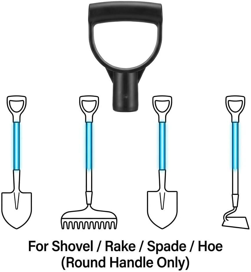 QWORK D Grip Handle 1-1/8 Inner Diameter – Secure Replacement for Shovel, Spade & Rake, 4 Pack