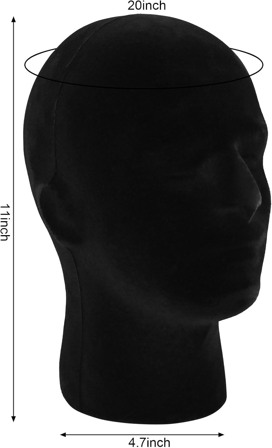 2 Pack Black Mannequin Head Stand, Velvet Male Manikin Head Wig Stand, Foam Head for Wigs, Hats, Glasses, Masks