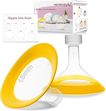 Nenesupply 15mm Oval Flanges Compatible with Medela Breast Pump Parts Flange Accessories. Work with Pump in Style Parts Symphony Parts Swing Maxi Harmony Breastpumps 15mm Oval