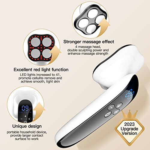 Sonkerg Cellulite Massager–Upgraded Version 4 Massager Heads - Professional Body Sculpting Machine - Wireless Hand Held Body Cellulite Remover For Belly, Waist, Arm, Leg, Butt (White) #TOP2