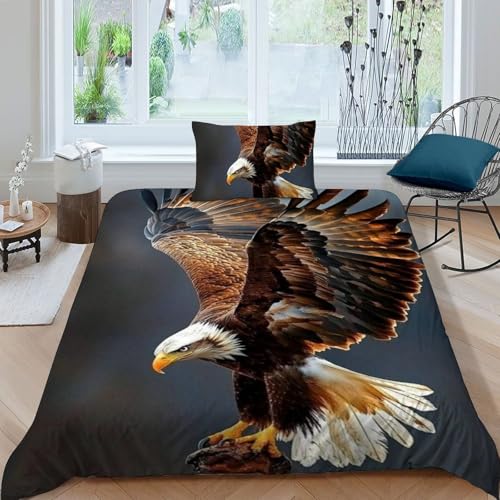 Housse de couette single oiseaux en microfibre avec 1 taie d'oreiller