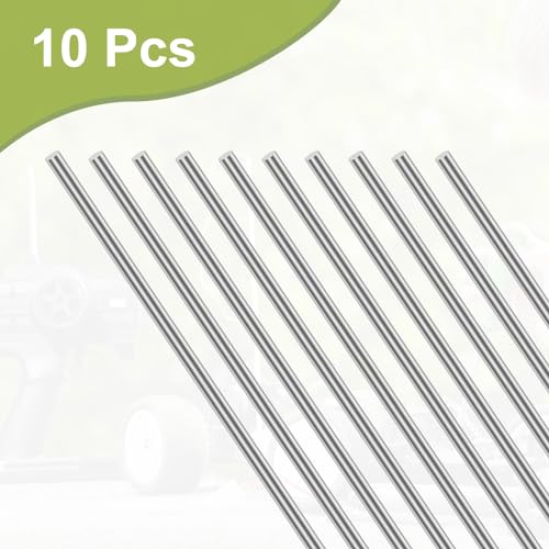 Image of 304 Stainless Steel Round Rod 3mm x 400mm, 10pcs Metal Solid Shaft Rods Lathe Bar Stock for Industry, Metal Working Hobbies and DIY Craft