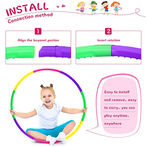 18 Pack Exercise Hoop Detachable Size Adjustable Toy Hoop Toy Color Hoop Adjustable Hoop Plastic Toys Rings for Adult Party Games Gymnastics Dog Agility Equipment Fitness Sports Playing, 3 Styles
