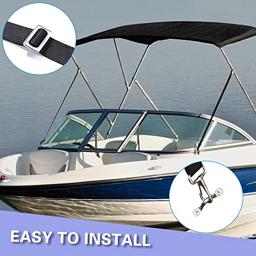 2 Pcs Adjustable Heavy Duty Bimini Top Straps ,Marine Grade Double Snap Hook Strap+ Pad Eye Straps,28"~60" Stainless Steel Boat Awning Hardware Accessories #TOP5