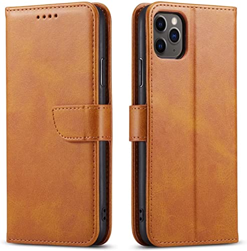 Étui iPhone 12 Pro Max SCHIK housse portefeuille en cuir café 6,7" avec porte-cartes