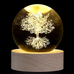 XIANNVXI Tree of Life Ornament Crystal Ball Paperweight Tree of Life Gifts Paperweight Decor Glass Ball Office Bedroom Decoration Housewarming Unusual Gifts Women