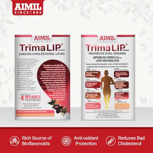 Image of AIMIL TrimaLIP Cholesterol Lowering Tablets, 60 Tablets per Pack, For Healthy Cholesterol Levels