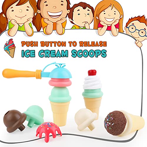 Elitoky Ice Cream Set - Sweet Treats Ice Cream Parlour Playset - Pretend Play Ice Cream Cone And Scoop Toy Playset For Toddler - Toy Frozen And Accessories For Kids - Best Gifts For Girls Boys #TOP3