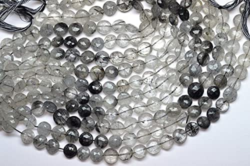 Quartz rutilé noir perles coin authentiques pour remplacer le plastique - 2