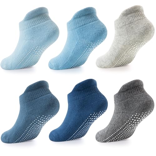 Image of LA ACTIVE Non Slip Grip Ankle Boys and Girls Socks with Non Skid for Babies Toddlers and Kids Back to School 0-10 Years