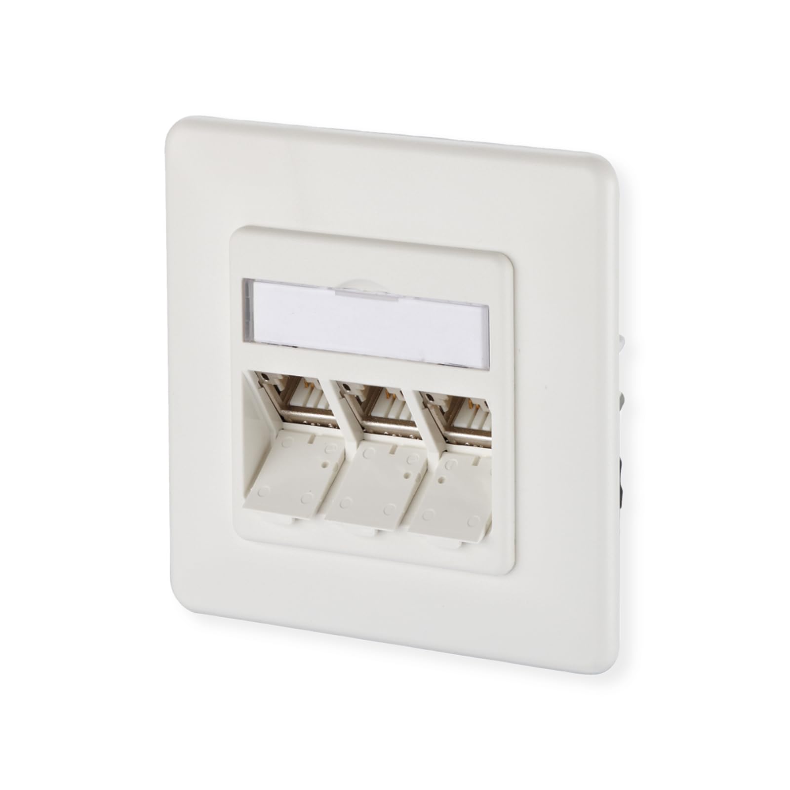 Metz Connect 130B12D31002-E Prise réseau encastrée avec plaque centrale et cadre CAT 6a 3 fesses