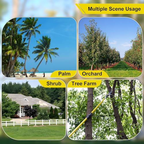 Pole Saws for Tree Trimming, 7.3-30FT Tree Saw with Adjustable Length, Tree Trimmers Long Handle Pruner for Pruning Palms and Branches, Manual Pole Saw with Sharp Steel Blade and Scissors