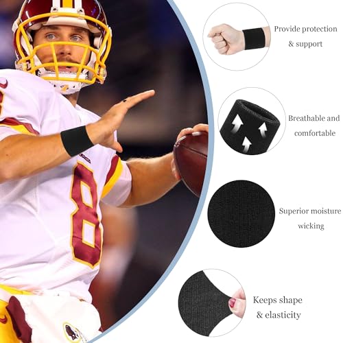 6 Pack Sports Wrist Sweatbands Set Headband Wristband Set, Moisture Wicking Sweat Bands 4 Tennis Wrist Sweatband + 2 Headbands, Athletic Terry Cloth Sweat Absorbing Head Band for Working Out - Image 6