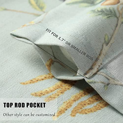 Leeva Soft Airy Linen Tier Curtains For Bathroom Traditional Birds Pattern Mini Drapes For Farmhouse Rod Pocket Light Filtering Window Coverings 24 Inch Length, 2 Panels #TOP1
