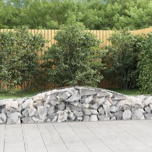 Gecheer Jardinera Exterior,Gaviones de Piedra,Jardinera de gaviones,Gaviones de Piedras Cesta muros 3 uds 400x50x40/60 cm, Gaviones Decorativos,Forma de Arco Hierro
