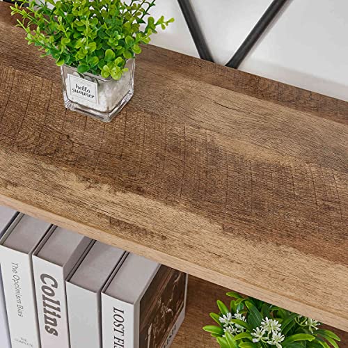 Bon Augure Bookshelf, Industrial Large Etagere Bookcase For Living Room And Bedroom, Farmhouse 5 Tier Book Shelves For Office, Rustic Wood Metal Shelving Unit (Vintage Oak, 43.31 Inch Wide) #TOP2