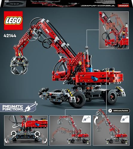 Technic Movimentatore di Materiali, Modello da Costruire con Gru Giocattolo, Funzioni Manuali e Pneumatiche, Giochi Educativi, Idee Regalo di Compleanno per Bambine e Bambini 42144 - Lego - Immagine 5